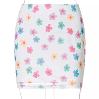 Sweet 90s Floral Mesh Mini Skirt Aesthetic Casual E-Girl Kawaii Korean Japanese Harajuku - Thumbnail 3