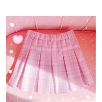 Pink Heart Plaid High Waisted Tennis Skirt Aesthetic Casual E-Girl Kawaii Korean Japanese Harajuku - Thumbnail 1