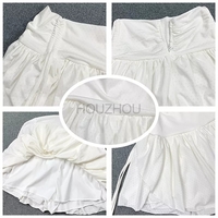 White Ruffle Drawstring High Waist Mini Skirt Fairycore Aesthetic Casual E-Girl Kawaii Korean Japanese Harajuku - Thumbnail 6