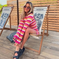 Green Knit Bodycon Backless Beach Mini Dress Aesthetic Casual E-Girl Kawaii Korean Japanese Harajuku - Thumbnail 2