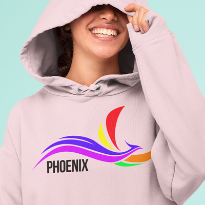 Rainbow phoenix lt pink hoodie - Thumbnail 3