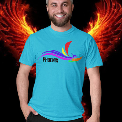 Rainbow phoenix aqua blue unisex t-shirt - Thumbnail 4