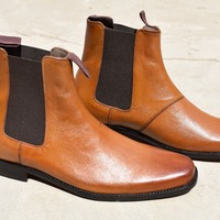 Top Trending Men's Handmade Brown Leather Boot, Chelsea Formal Boot - Thumbnail 1