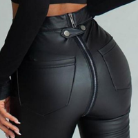 Temperament Black Zipper Slim Long Pants - Thumbnail 1