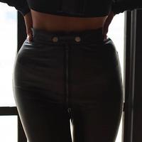 Temperament Black Zipper Slim Long Pants - Thumbnail 3