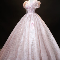 Pink tulle sequins ball gown dress foraml dress - Thumbnail 2