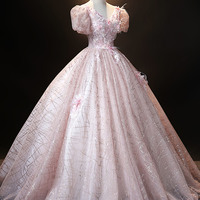 Pink tulle sequins ball gown dress foraml dress - Thumbnail 3