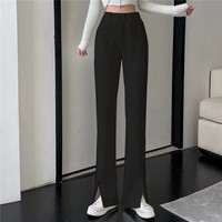 Causual Chic Cool Black Pink White Comfy Velvet Long Wide Leg Gathered Waist Pants - Thumbnail 8