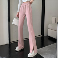 Causual Chic Cool Black Pink White Comfy Velvet Long Wide Leg Gathered Waist Pants - Thumbnail 2