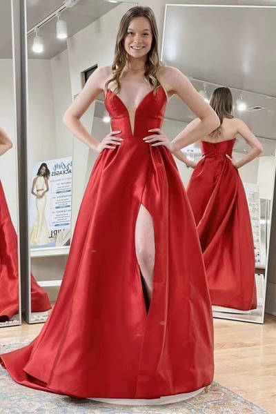 Simple Prom Dresses Sweetheart Slit Side