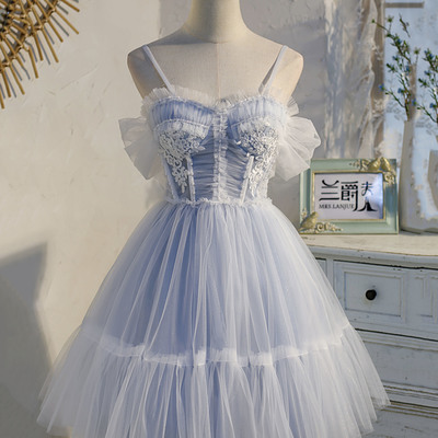 Cute tulle lace short prom dress homecoming dress - Thumbnail 3