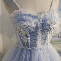 Cute tulle lace short prom dress homecoming dress - Thumbnail 1