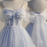 Cute tulle lace short prom dress homecoming dress - Thumbnail 4