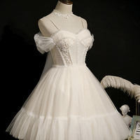 Cute tulle lace short prom dress homecoming dress - Thumbnail 6