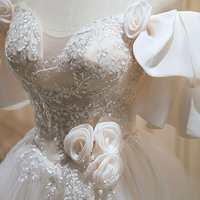 Champagne lace short prom dress homecoming dress - Thumbnail 1