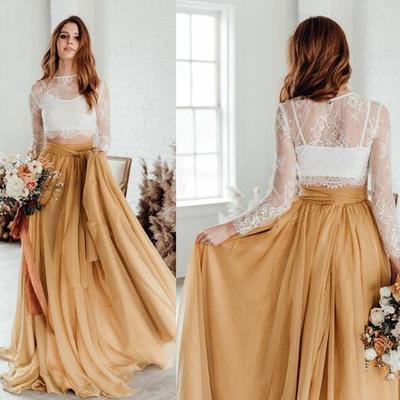 Charming two pieces lace top tulle prom dresses - Thumbnail 2