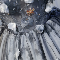 Gray tulle lace short prom dress homecoming dress - Thumbnail 3