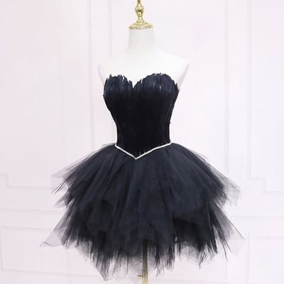 Black tulle short prom dress homecoming dress - Thumbnail 1