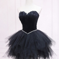 Black tulle short prom dress homecoming dress - Thumbnail 3