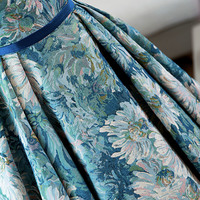 Blue Print Long Prom Dress Elegant Evening Dress - Thumbnail 3