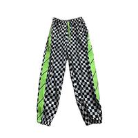 90s Checker Neon Color Block Casual Jogger Pants - Thumbnail 5