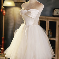 Champagne Strapless Short Prom Dress Party Dress - Thumbnail 1