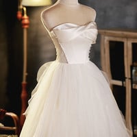 Champagne Strapless Short Prom Dress Party Dress - Thumbnail 3