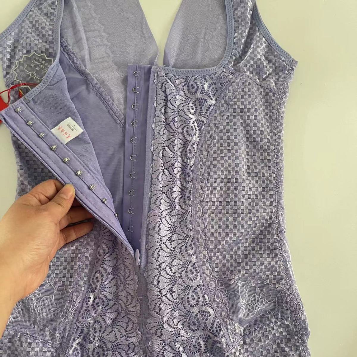 Summer zipper crotchless jacquard buttlifter slim shapewear bodysuit