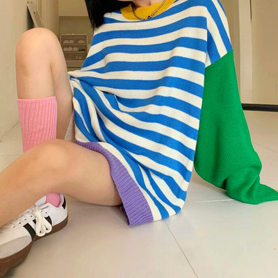 Color Block Stripe Jumper Sweater