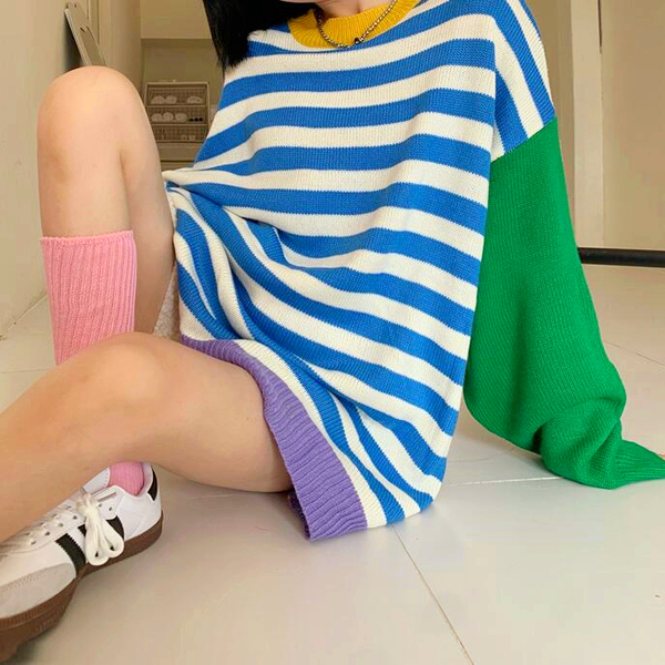 Color Block Stripe Jumper Sweater