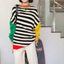 Color Block Stripe Jumper Sweater-3