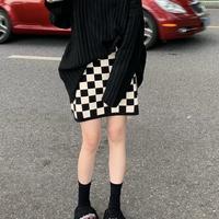 Checkboard Knitted Skirt - Thumbnail 1