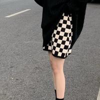 Checkboard Knitted Skirt - Thumbnail 2