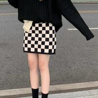 Checkboard Knitted Skirt - Thumbnail 4