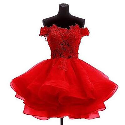 Off shoulder short red hoco dress - Thumbnail 5
