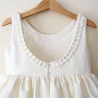 Cute Ivory Flower Girl Dress with Pleated Neckline - Thumbnail 1