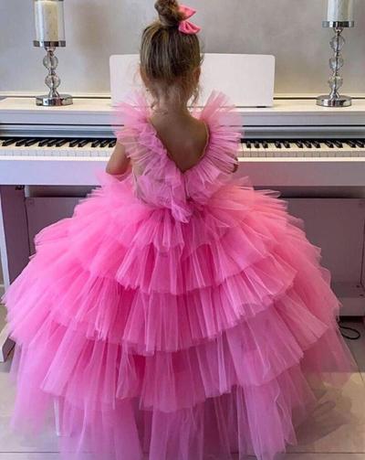 Beautiful Pleated Tulle Flower Girl Pageant Dresses Birthday 