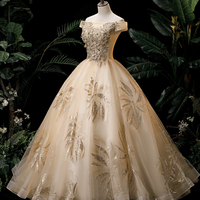 Champagne lace sequins long ball gown formal gown - Thumbnail 1