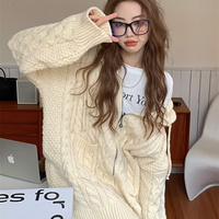 Zipper Up Hooded Cozy Cardigan - Thumbnail 8