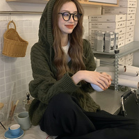 Zipper Up Hooded Cozy Cardigan - Thumbnail 5