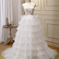 Champagne tulle long ball gown A-line formal gown - Thumbnail 5