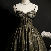 Black tulle sequins short prom dress homecoming dress - Thumbnail 1