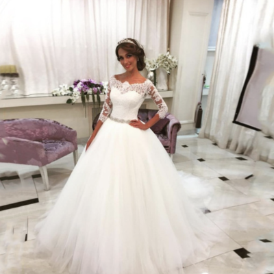 Wedding dresses bridal gown waist with rhinestones - Thumbnail 3