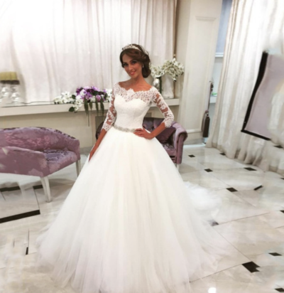 Wedding Dresses Bridal Gown Waist with Rhinestones