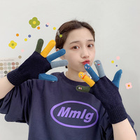 Funny Expression Warm Stretch Mittens Gloves - Thumbnail 5