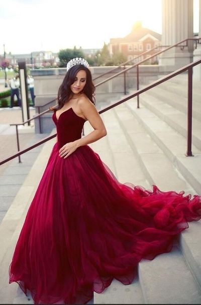 Sweetheart Velvet And Tulle Ball Gown Burgundy Sweet 16 Dresses,Real Photo Quinceneara Dresses,Gorgeous Engagement Dresses,1488