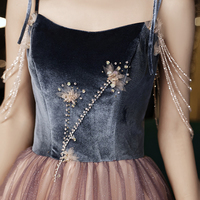 Stylish tulle long A-line prom dress evening dress - Thumbnail 2