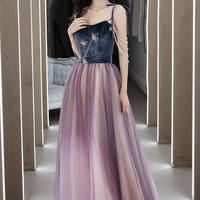 Stylish tulle long A-line prom dress evening dress - Thumbnail 4