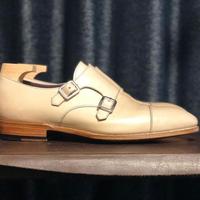Handmade Men's Wedding SEASON Customized CREAM Double Monk Dress Shoes - Thumbnail 1