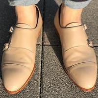 Handmade Men's Wedding SEASON Customized CREAM Double Monk Dress Shoes - Thumbnail 3